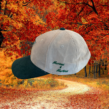 Load image into Gallery viewer, Fall Corduroy Beige &amp; Forest Green Hat
